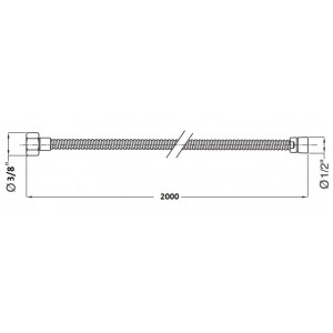MIGLIORE Ricambi Шланг 200cm 1/2”x3/8” ML.RIC-30.200.CR Хром